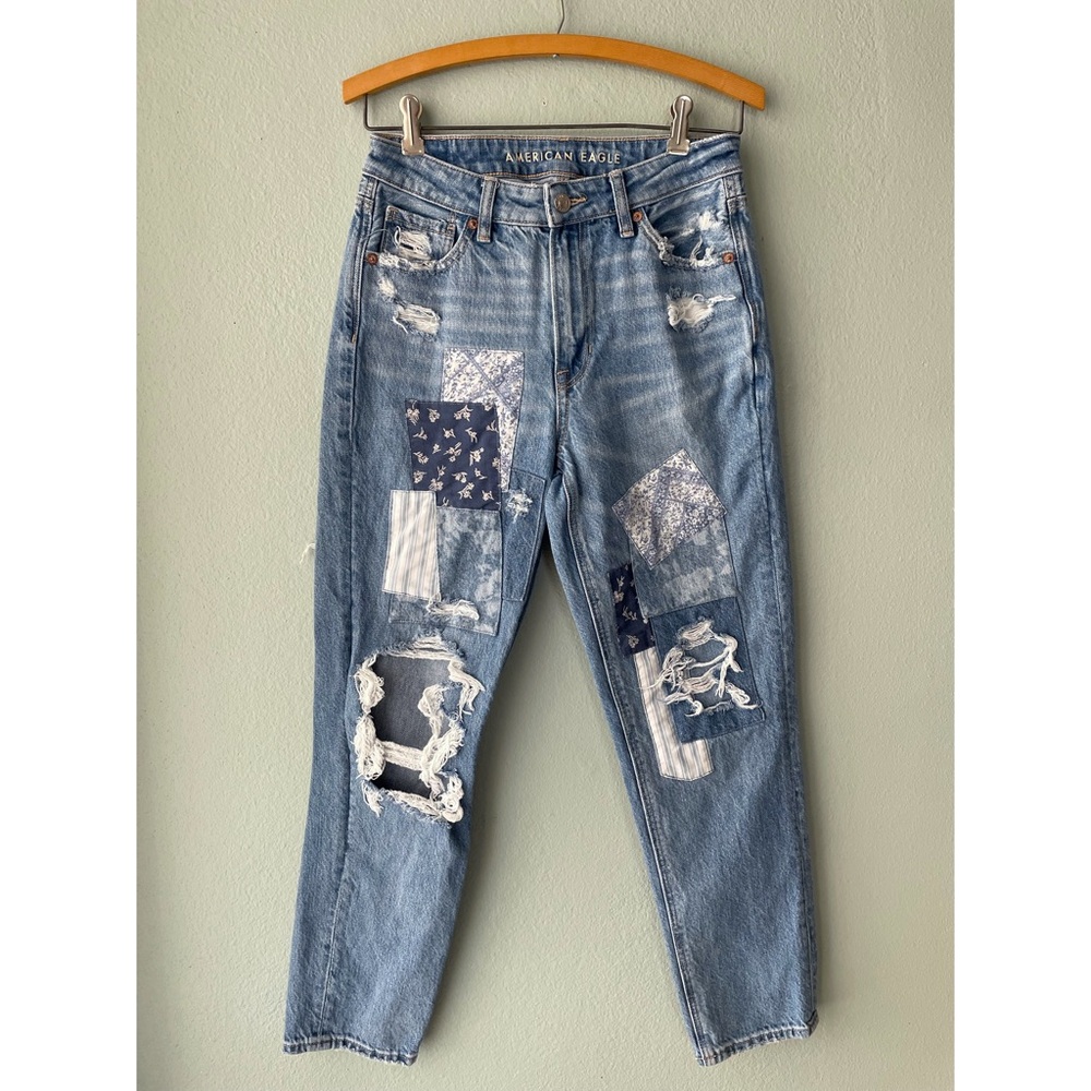 American Eagle | Patchwork Distressed Mom Straigh… - image 3